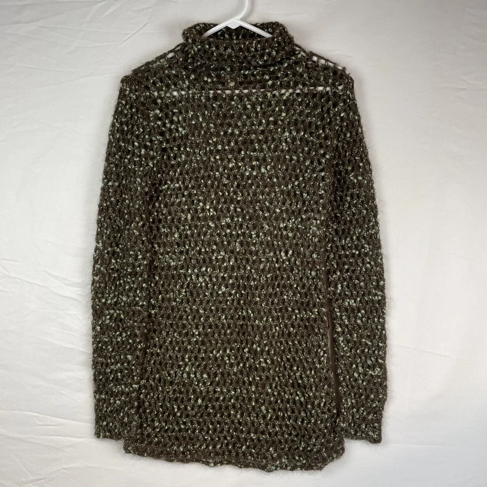 Free People Sweater Women's Size Small Open Knit Turtleneck Mohair‎ Cotton